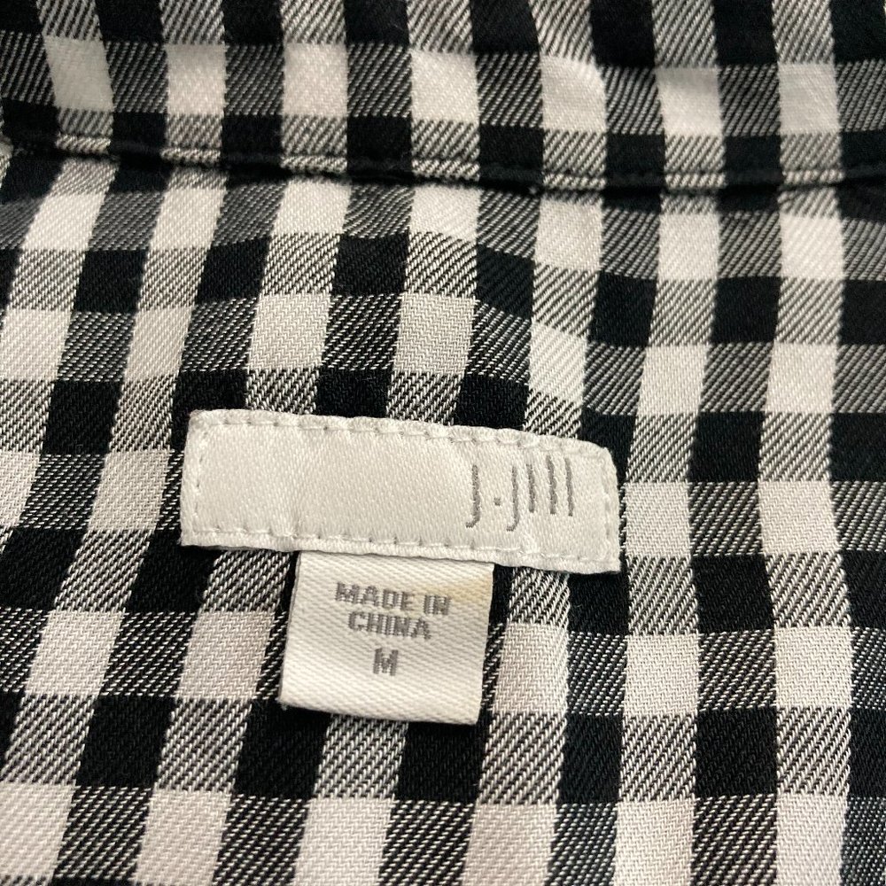 J Jill Button up shirt black white gingham single pocket long sleeve soft size M - Picture 7 of 12